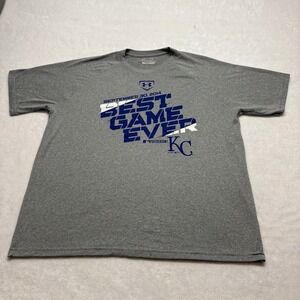 KC Royals 2014 Postseason Baseball "Best Day Ever" Under Armour T Shirt XL Gray